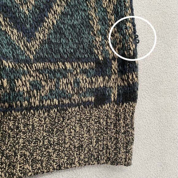 Vtg David Taylor Grandpa Cardigan Sweater Mens XL Blue Gray Geo Print Button Up - Picture 5 of 10